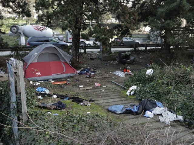 Tent and debris