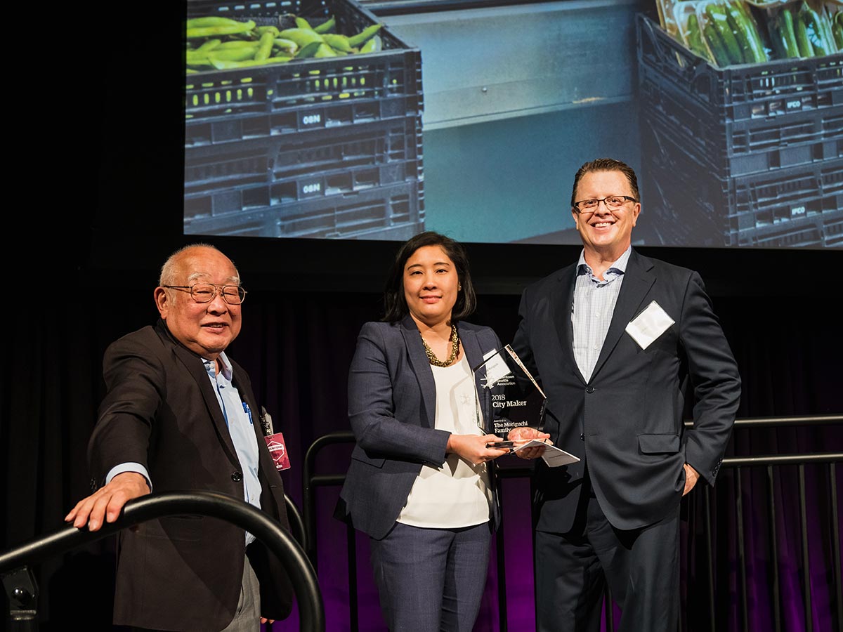 Moriguchi family accepts DSA 2018 City Maker Award