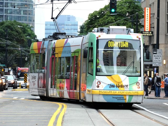 Streetcar in downtown Seattle