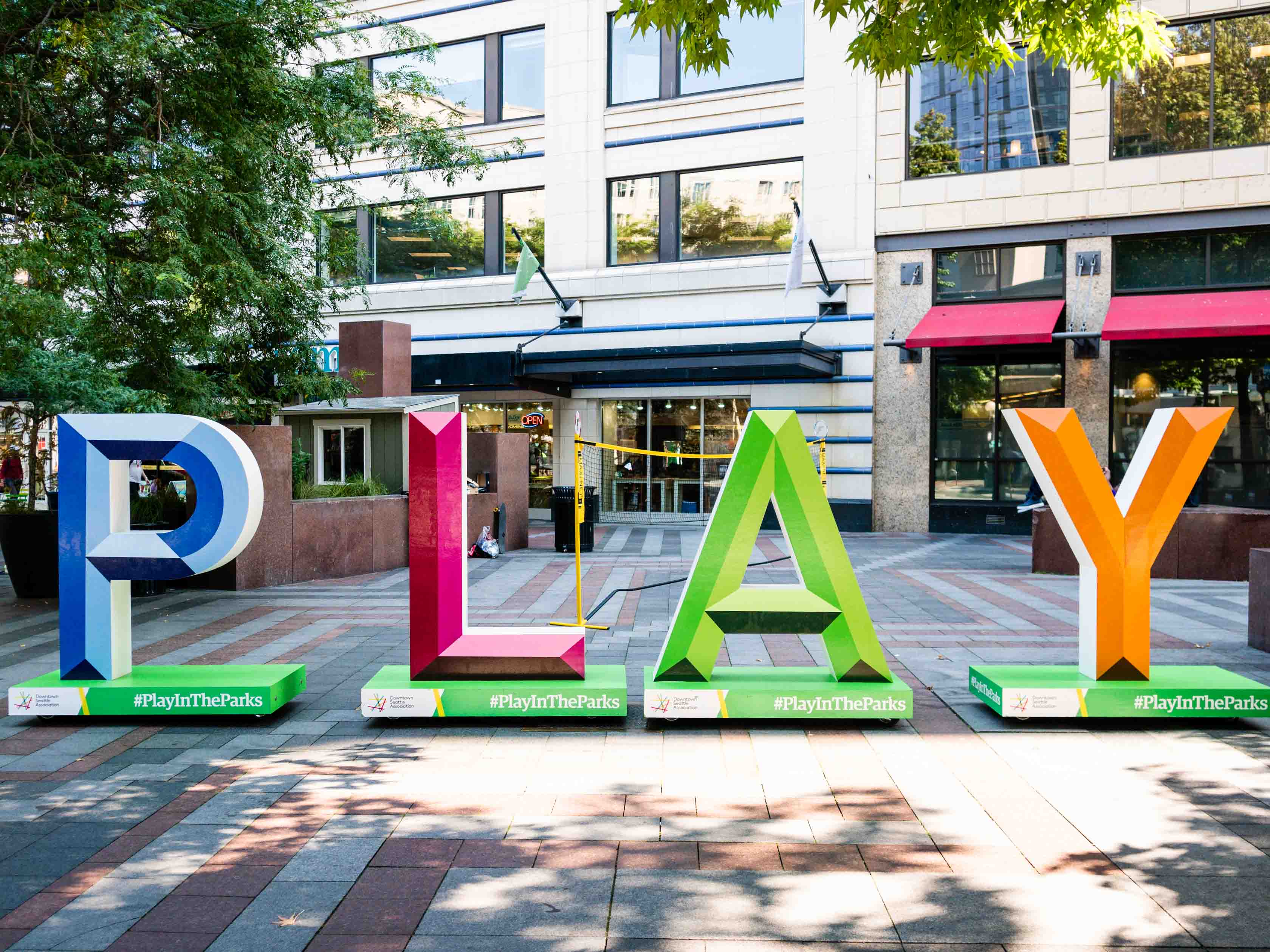 PLAY letters in Westlake Park