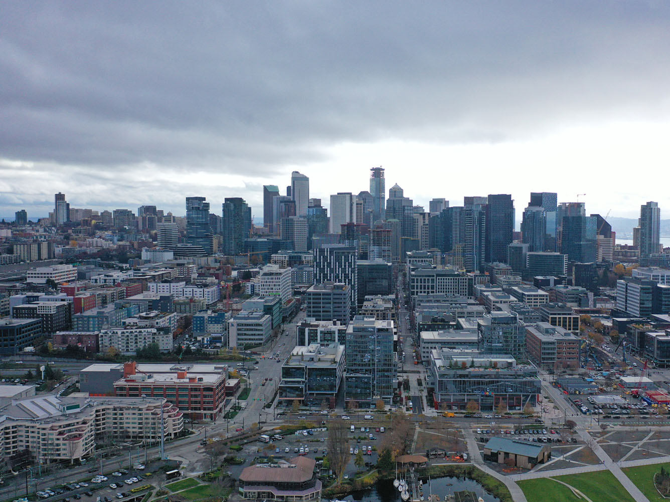 Downtown Skyline From Air Facing South 4x3 V1 