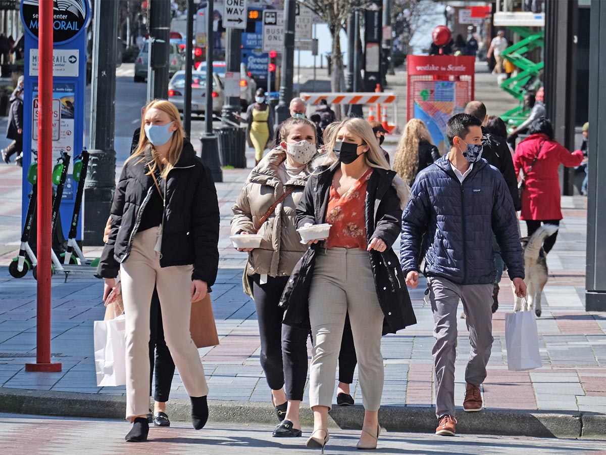 People walking on downtown Seattle streets