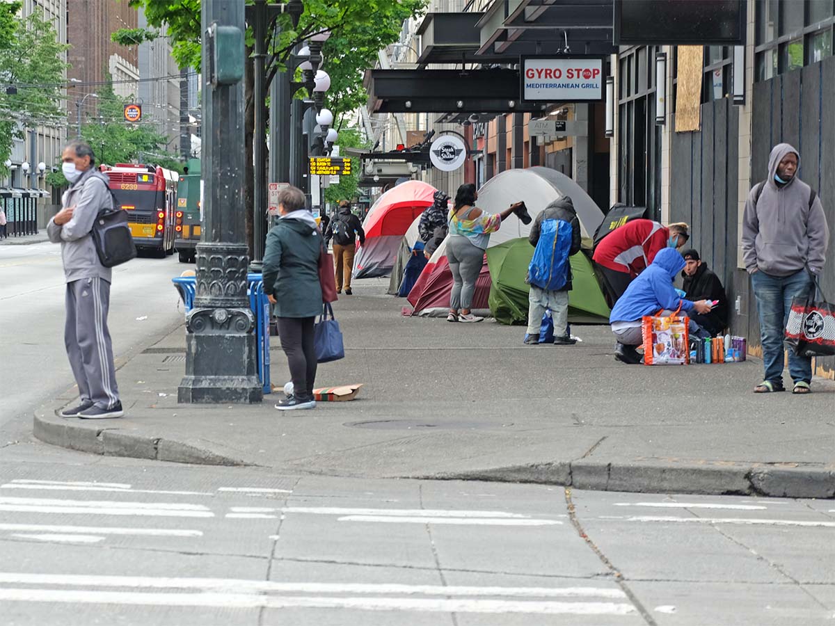 Encampment on street corner