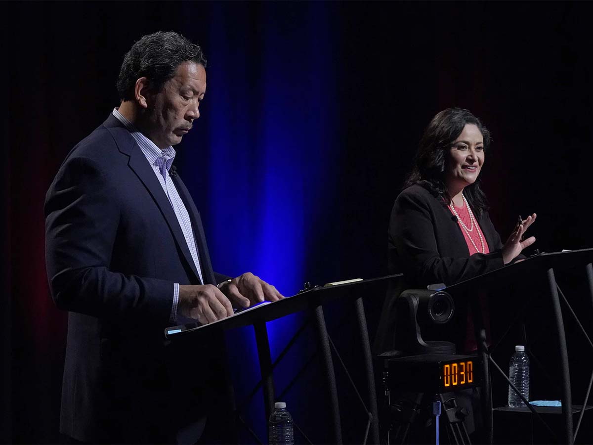 Bruce Harrell (left) and Lorena González (right). Credit: Ted S. Warren - The Associated Press