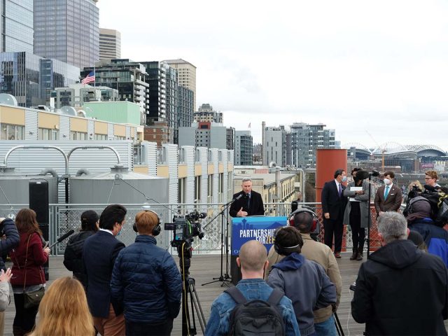 News conference on Seattle's waterfront