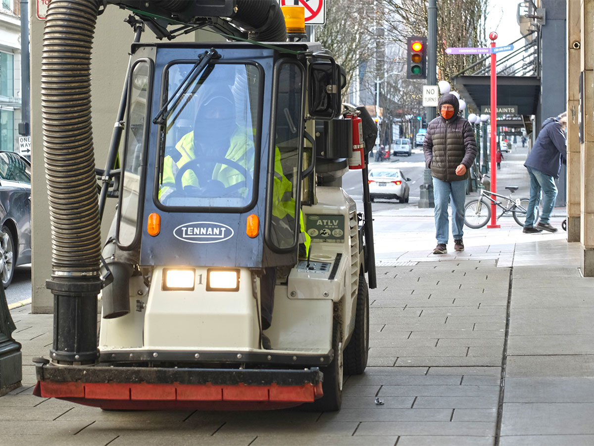 Clean Team equipment: ATLV on downtown Seattle sidewalk