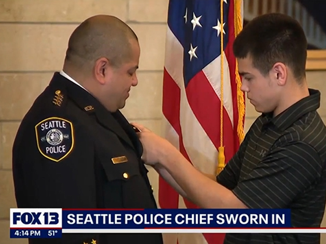 Police Chief Adrian Diaz swearing in