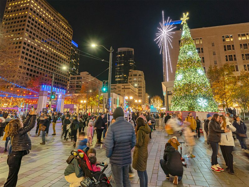 Visitors to Westlake Park's Tree Lighting Celebration