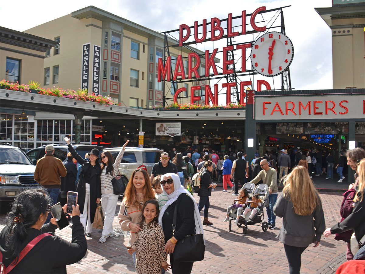 Visitors to Pike Place Market