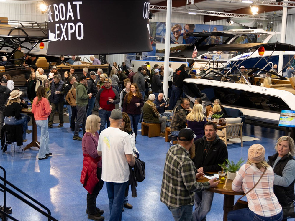People attending a boat show
