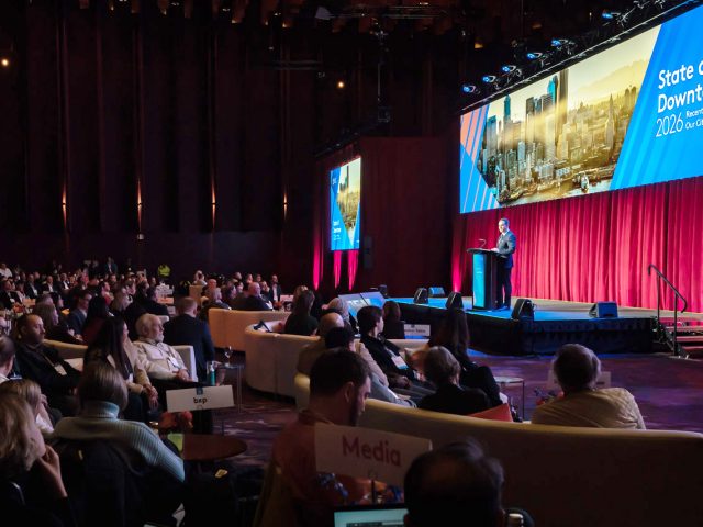 Jon Scholes speaking at State of Downtown 2026