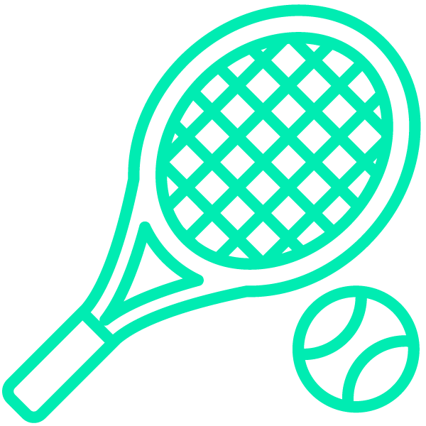 tennis racket and ball teal icon