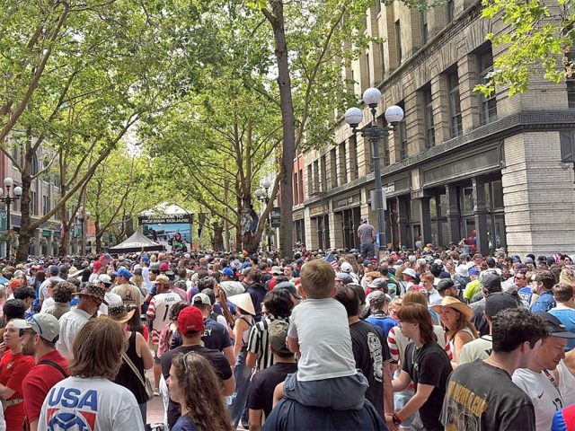Crowd in Pioneer Square